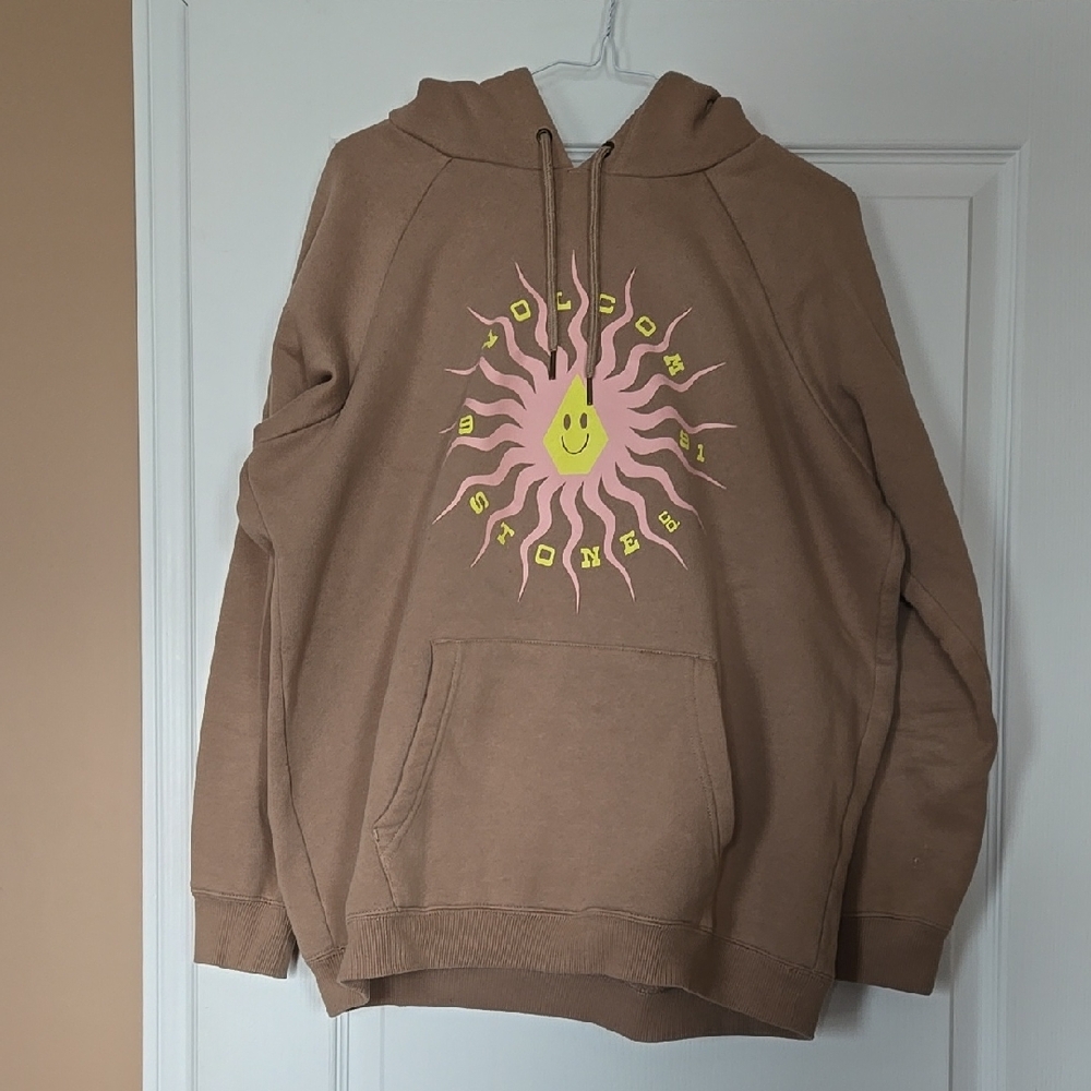 Volcom Brown Hoodie with Pink Sun Graphic